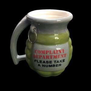 Funny Graphic Grenade Shaped Drinking Cup, Comical Beverage Mug, Military, Manly